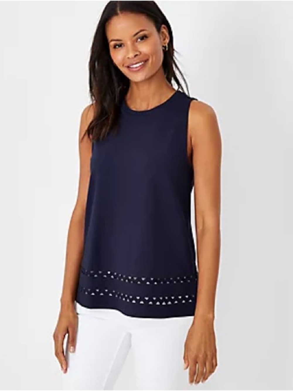 Ann Taylor Petite Ric Rac Hem Tank in Night Sky